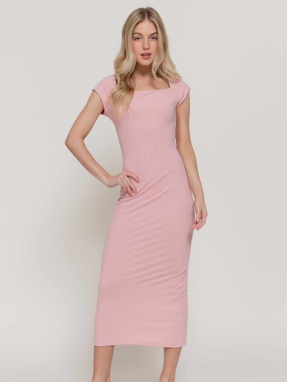 Blush Contour Midi Dress