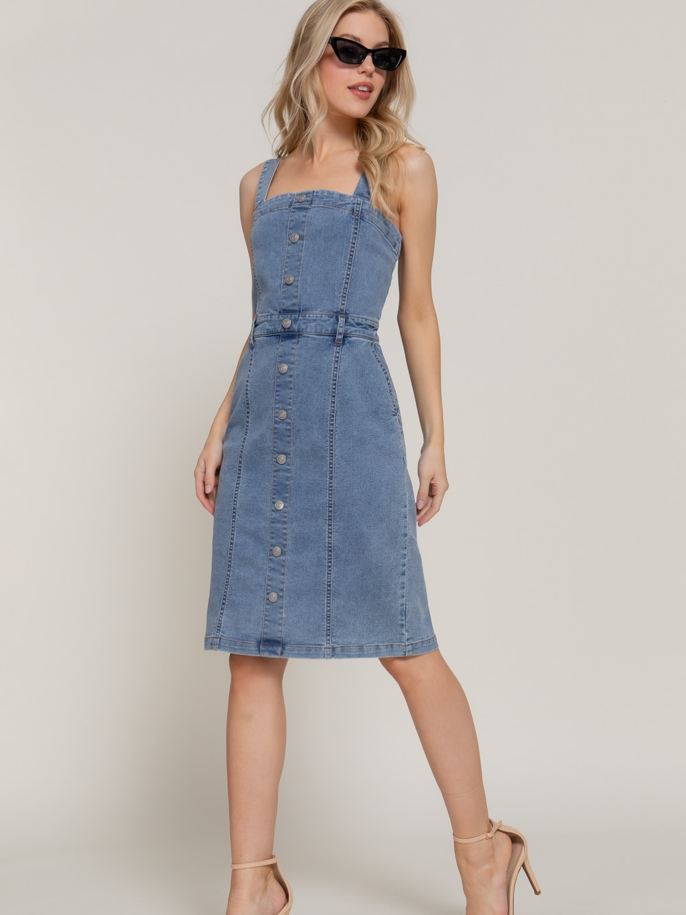 Stonewash Button Denim Dress
