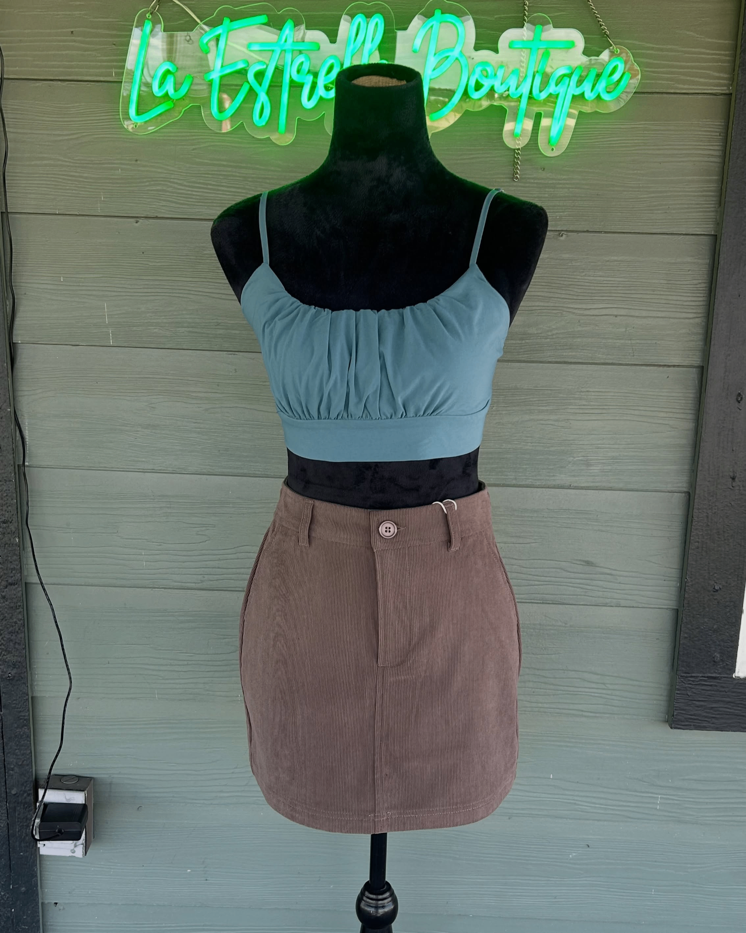 Dusty Blue Ruched Crop