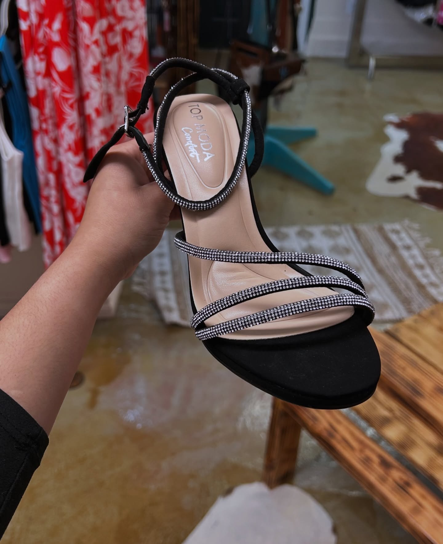 Noir Rhinestone Sandal