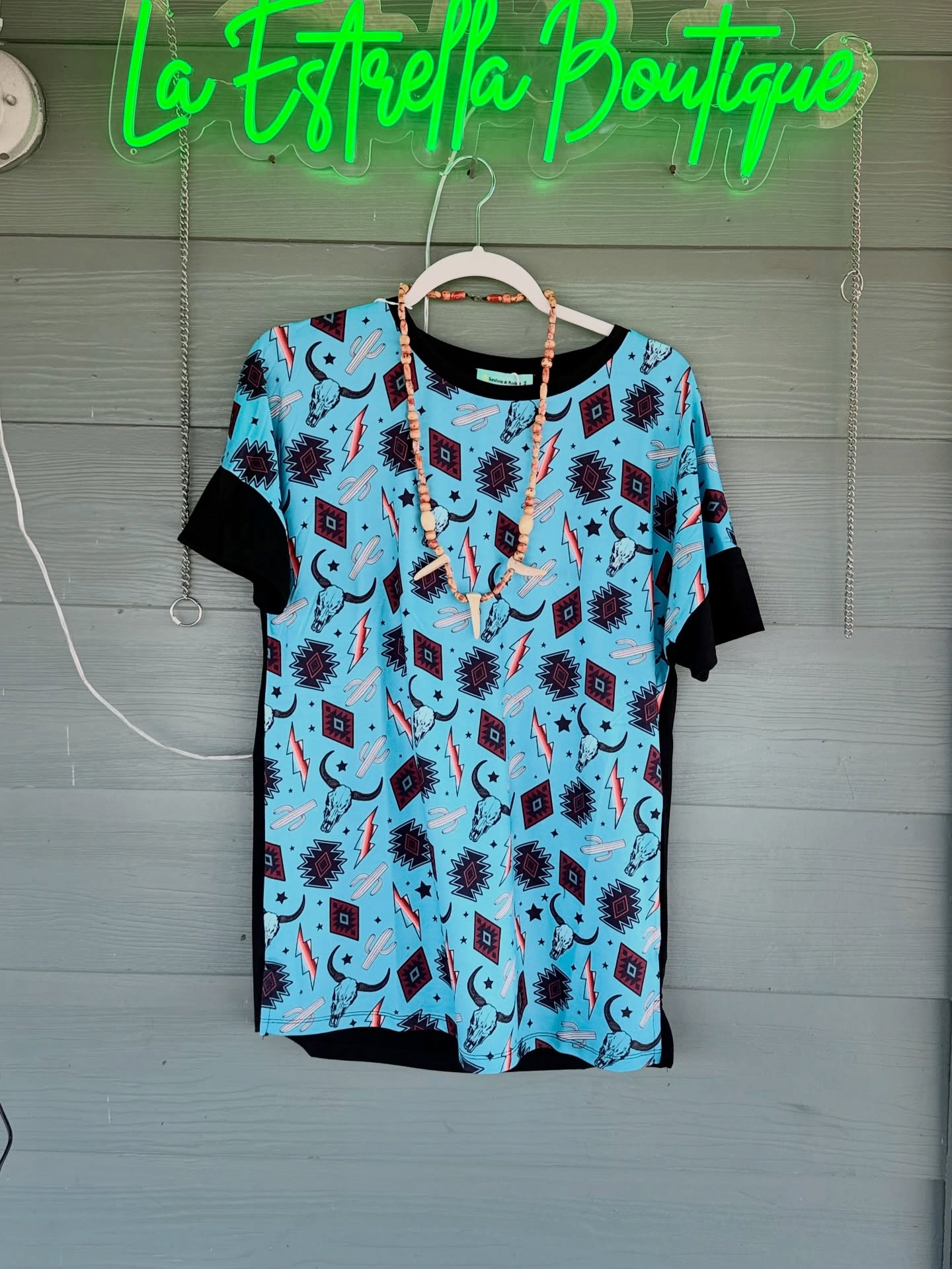Turquoise Desert Print Top