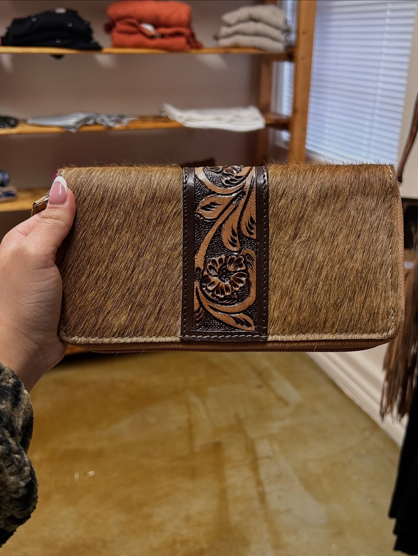 Cowhide Tooled Band Wallet